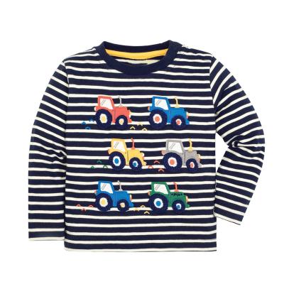 China 2022 Anti-Shrink Boy T-shirts Kids Long Sleeve Comfortable Cartoon Printing Soft 100 Cotton Kids Baby Boy Stripe Casual for sale