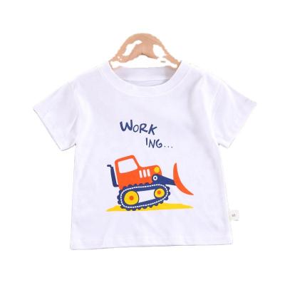 China 2022 Summer Dress Boy Clothes 100% Cotton Cartoon Pattern Printing Round Collar T-shirt Anti-Shrink Kids Clothes for sale