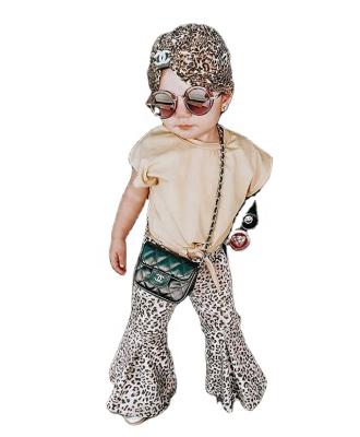 China New Hip Hop Toddler Girls Dressing Headband Summer Solid Color T-shirt Leopard Rocket Panty Set Sleeveless Clothing for sale