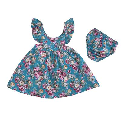 China Infant 2022 Sweet Casual Dress Printing Cotton Two-Piece Dress Girls Beach Girls Set Pants Dresses for sale