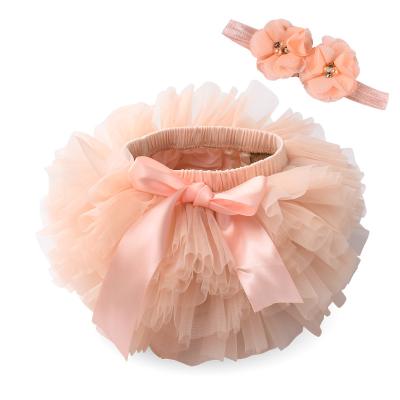 China Hot Sale Girls' Skirts Breathable Ball Gown Bow With Headband Tulle Tutu Bubble Skirt Baby Girl's Dress for sale