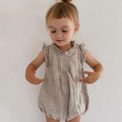 China Hot Selling Newborn Baby Clothes Infant Canvas Breathable Infant Clothing One Piece Canvas Rompers for sale