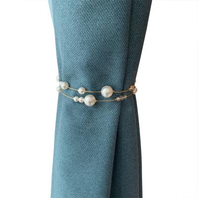 China Affordable luxury style Pearl decorative pearl ball curtain tie alloy luxury curtain tie soft furnishings tie back for curtain for sale