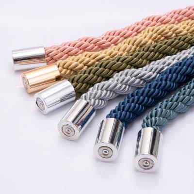 China Three-strand rope curtain clip magnetic tiebacks button strap curtain tieback rope spot goods colorful curtain tie back Te koop