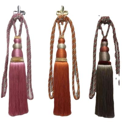 China Chinese modern curtain tassel fringe colour barley single ball curtains bandages buckle curtain tieback accessory rope like for sale