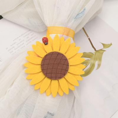 Cina Sunflower magnetic curtain tie backs tassel tieback buckle rope ribbon clip curtain tie flower christmas curtain buckle tieback in vendita