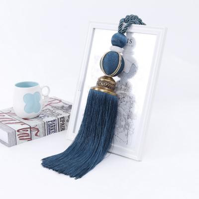 China Cylindrical ball marble tieback tassel hanging ball rope Curtain head gourd shape tassel tieback boho tassel curtain for sale