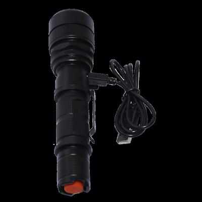 China Waterproof Zoomable Cree Usb Battery Cable Military Long Range Focus Police Army Strong Torch Light Rechargeable Torch Led Flashlight for sale