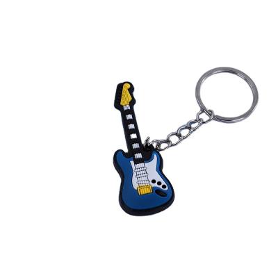 China Customizable Customized Rubber Metal Guitar Keychain Key Chain Rubber Beach for sale