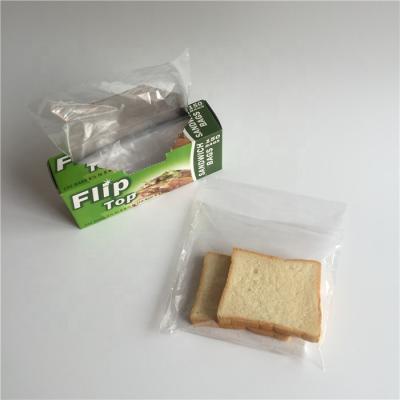 China Recyclable Clear Food Storage Packaging Open End Flip Top Sandwich Bag With Box Retail Packing for sale