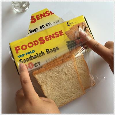 China Security Custom PE Fresh-keeping Fold Top Sandwich Bags Transparent Plastic Storage Bags for sale