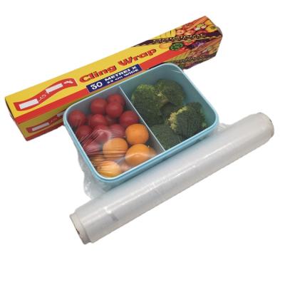 China YURUI Clear Food Grade Disposable PE Cling Film Package Plastic Wrap Film In Box for sale