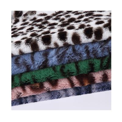 China Wholesale Running Auto Upholstery Spell Leopard Print Artificial Fur Fabric Printing Plush For Garment, Slippers, Plush Toys for sale