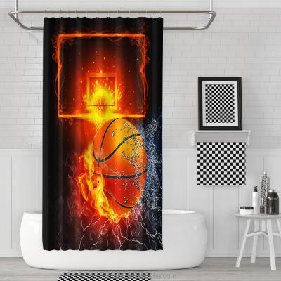 China Sustainable Wholesale Custom Hot Instagram Blood Football Pattern Bathroom Shower Curtain For Boys for sale