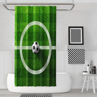 China Sustainable Custom 3D Digital Printing High Quality Waterproof Shower Curtain For Kids Who Loves Soccer for sale