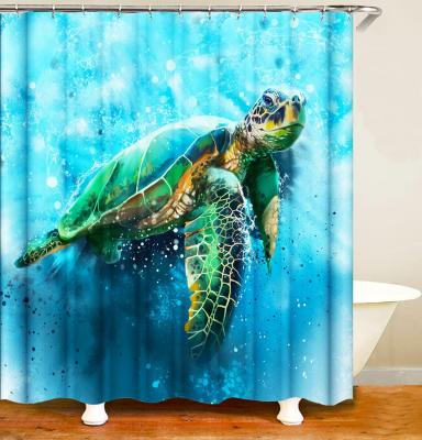 China Sustainable Ocean Sea Turtle Shower Curtain For Bathroom , Beach 3D Fabric Shower Curtain Decorative for sale