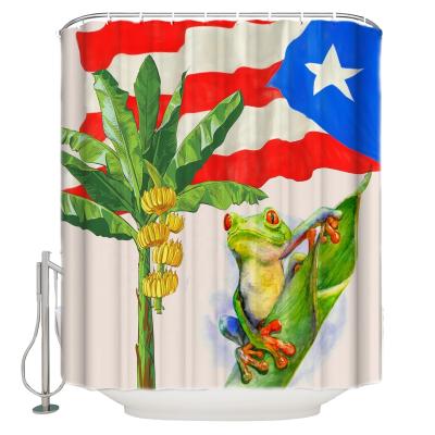 China Sustainable Puerto Rican Flag Printing Waterproof Polyester Shower Curtain Curtain For Bathroom for sale