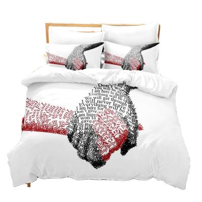 China Valentine's Day Anti-Static Finger Love Custom Design Luxury High End Soft Bed Set for sale