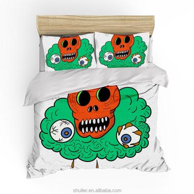 China New Design Anti-Static Custom Design Halloween Bedding Sets Printed Sheet Bedding Set Pillowcases for sale