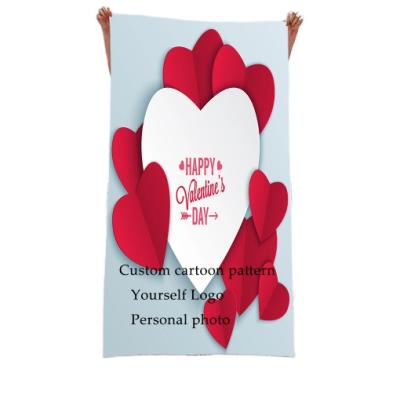 China Wholesale Super Safe Absorbent Quick Dry Gift Quality Super Fine Fiber Romantic Bath Towel For Valentine's Day Children for sale