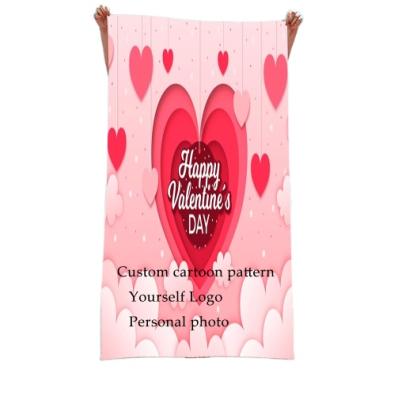 China Wholesale Custom Hot Soft Water Absorption Child Safe Valentine's Day Bath Towel Beach Towel Microfiber Quickly for sale