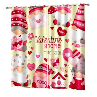 China Custom High Quality Luxury Blackout Valentine's Day Gnomes Designs Blackout Window Curtains For Living Room for sale