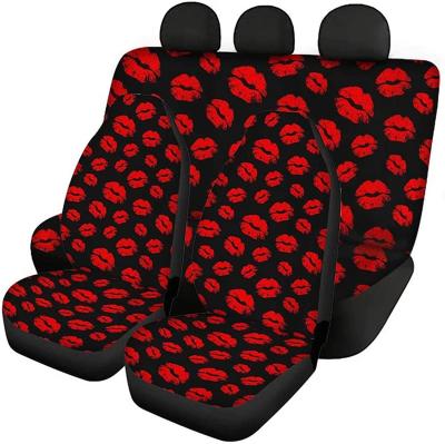 China Luxury Red Lips Print Full Set Car Seat Covers, Universal Front Rear Car Seat Covers for sale