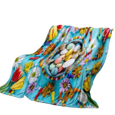 China High Quality Custom Made Anti-Static Cozy Easter Egg Flannel Blankets For Office Living Room Sofas for sale