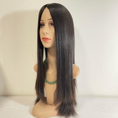 China Luxury Medical Topper Women Wigs Hide Jewish Hair Silky Straight Wig For Thin Hair Less Loss Replacements Alopecia Hair Pieces Extension for sale