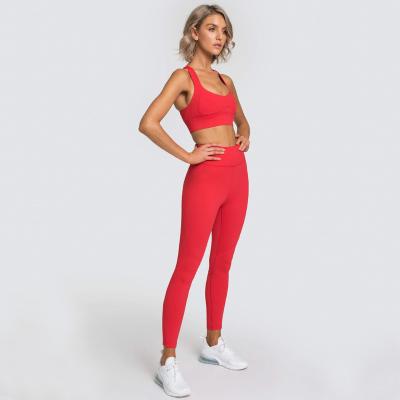 China Breathable Sexy Seamless Gym Sportswear Suit Yoga Fitness Women Active Wear Set for sale