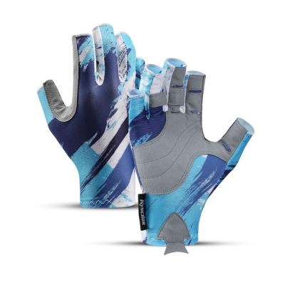 China Non Slip Summer Customized UV Protection Non Slip Fingerless Fishing Gloves for sale