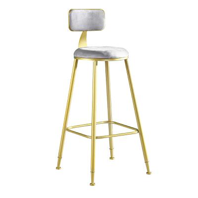 China 2021 Hot Selling Amazon Amazon Nordic Metal Velvet Backrest High Stools Bar Chair For Home Bar for sale