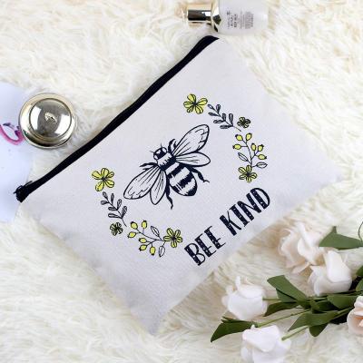 China 2020 fashion wholesale empty simple cotton canvas cosmetic bag customized travel cotton canvas makeup bag for women for sale