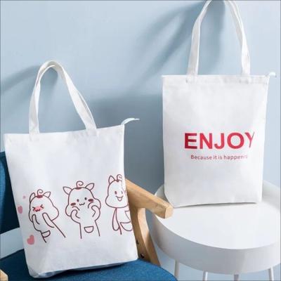 China 100% Eco-Friendly Shopping Zipper Fashion Printing Custom Canvas Tote Bag for sale