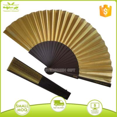 China Europe Customized Fabric Wood Gold Fans for sale