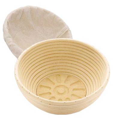 China XH OEM/EDM Handwoven Wooden Pattern Rattan Round Bread Proofing Stocked Bottom Basket for Fermentation Baking Tools for sale