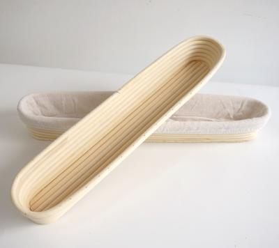 China XH Amazon 17inch Thin Oval Rattan Baguette Bread Proofing Basket Rolls Baking Tools Fermentation Sourdough Bread Bowl for sale