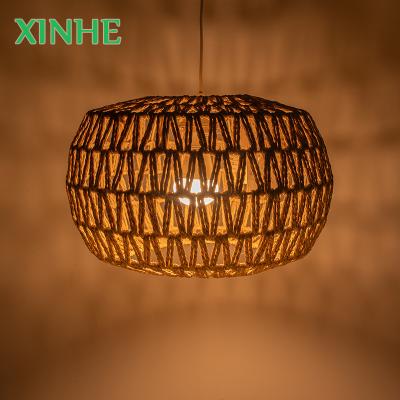 China Rattan Wicker Antique Paper Shade Pendant Rope Woven Around Shade for sale