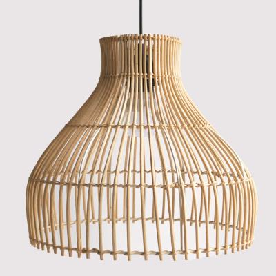 China Home Decor Antique Style Minimalism Handmade Woven Natural Wicker Rattan Light Shade for sale