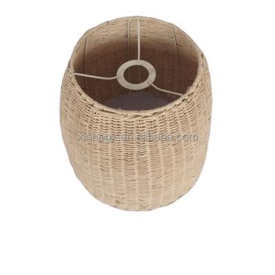 China Hanging Decorative Handmade Woven Rattan Handwork Round Lamp Shade For Home Decor for sale