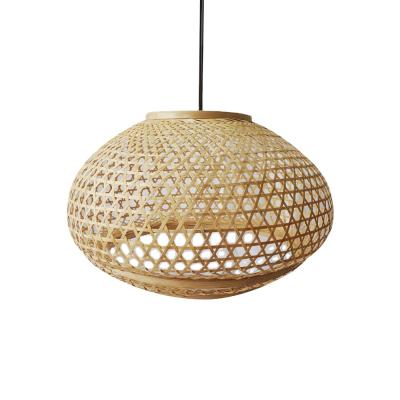 China 2021 high quality antique home decoration design E27 modern bamboo woven pendant lamp shade for sale