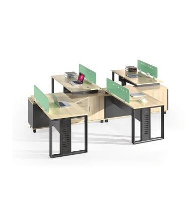 China Commercial Furniture 4 People Mobile Office Workstation Custom Size Color Office Table Workstation Divider for sale