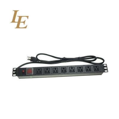 中国 黒い色サーバー棚PDU 1U 15A 8の方法米国アルミニウム データ ラック マウント19インチ 販売のため