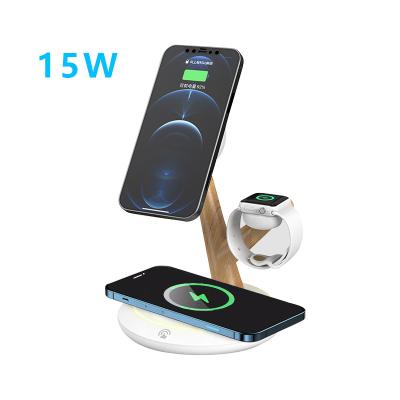 China Tablet 3 in 1 Qi Multifuncion Charging 15w 10w Fast Wireless Charger Stand Pad Charging Station For iPhone iWatch Airpods for sale