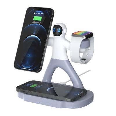 China Tablet custom logo radio phone charging stand for phone/watch/earphone, magnetic wireless 3 in1 charger for sale