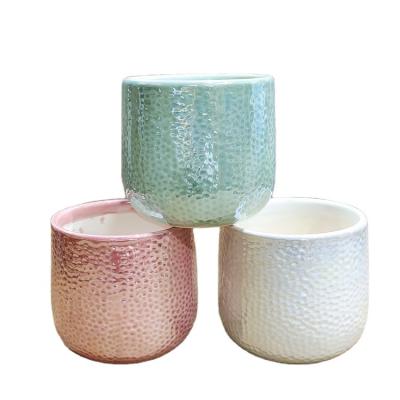 China Light Color Gold And Silver Plated Juicy Flower Pot Plant Round Flower Pot for sale