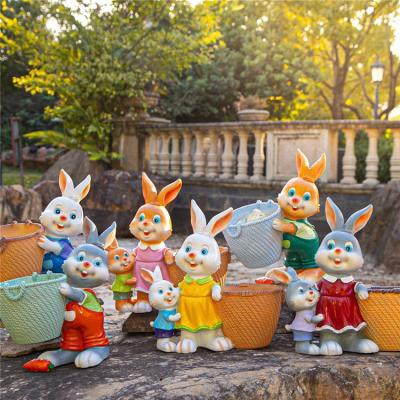 China Rabbit Potted Flower Cup Pot Bunny Cartoons Flower Pot Resin Animals Flowerpot Vase Material Cute Succulents Durable Cactus Plants for sale