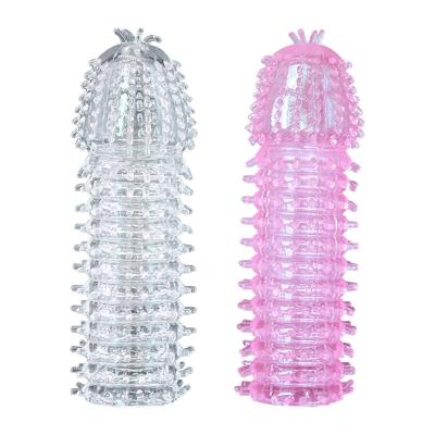 China Reusable Time-lapse Ejaculation High Elasticity Penis Supplement Sleeve Crystal Condom Sex Penis Sleeves Delay Ejaculation For Men Intimate Goods for sale