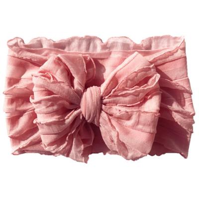 China Girls Hair Decoration Ruffle Bow Messy Bow Headwrap Kids Headband for sale