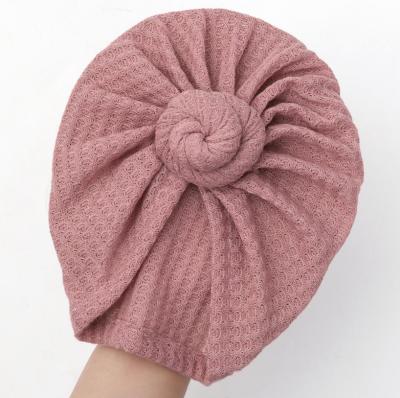 China Soft Picture Twist Knot Waffle Knit Fabric Baby Turban Mustard Vintage Pink Beige for sale